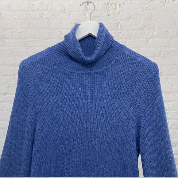 Soft Surroundings Michelle Sweater Dress M Turtleneck Cable Knit Blue Tunic - Picture 4 of 14